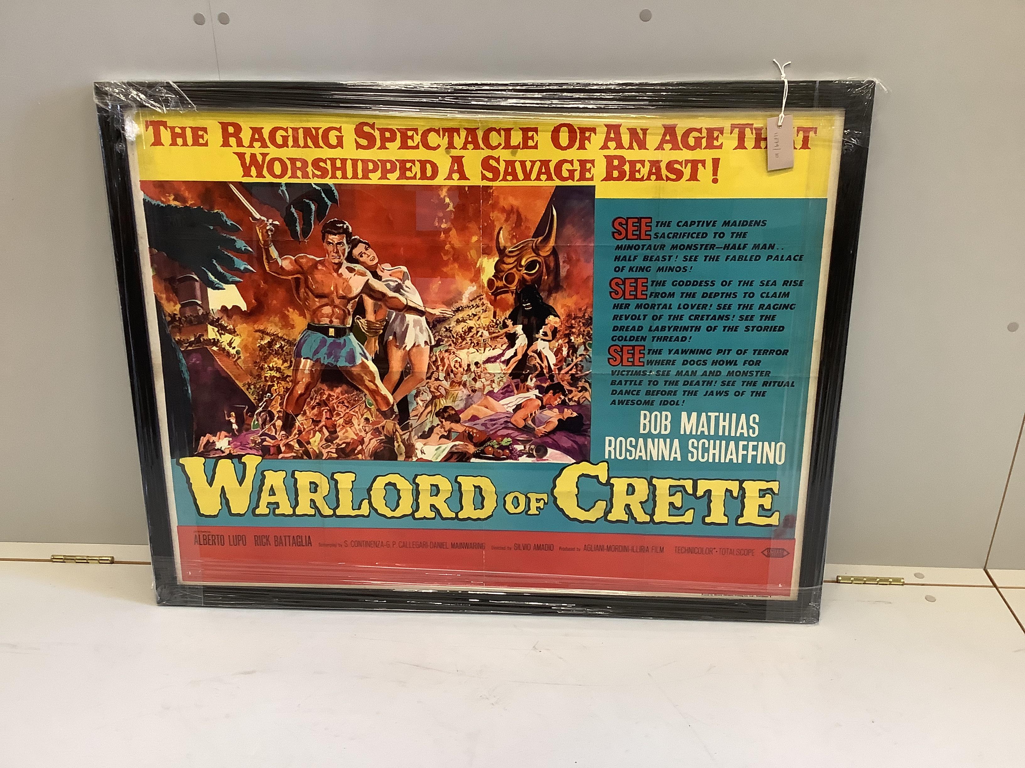 A vintage framed cinema film poster 'Warlord of Crete', width 106cm, height 80cm